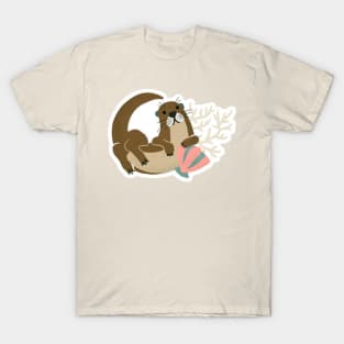 Monkey Cuddles Tropical Green T-Shirt